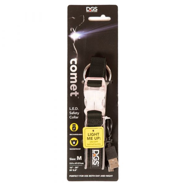 DGS LED COLLAR MED BLACK      