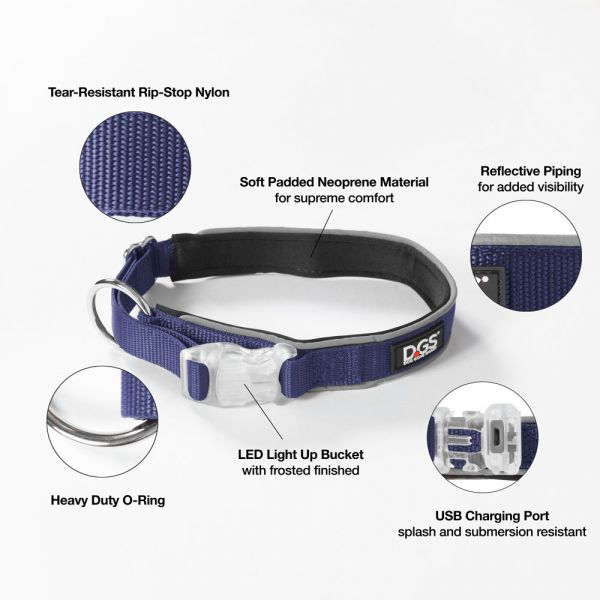 DGS LED COLLAR MED NAVY       