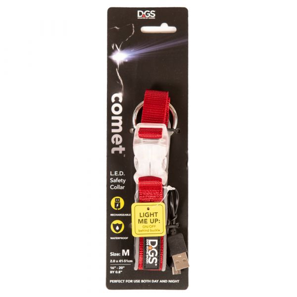 DGS LED COLLAR MED RED        