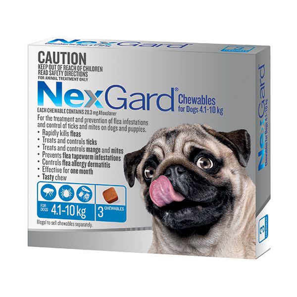 NEXGARD CHEWS MEDIUM BLUE 3'S