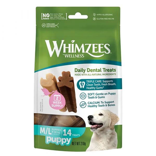 WHIMZEES PUPPY M/L BREED 14'S