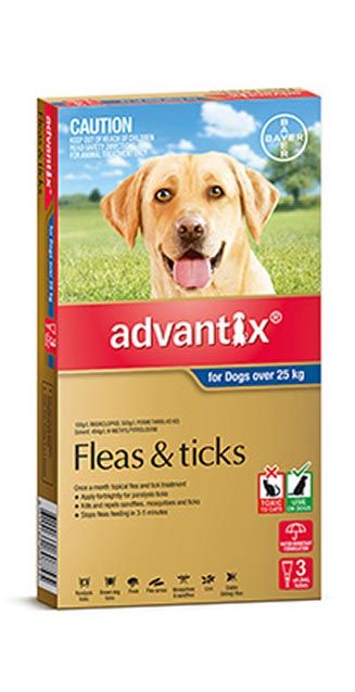 ADVANTIX DOG 25KG+ BLUE 3'S