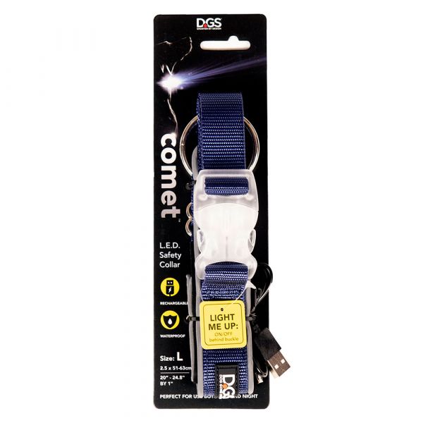 DGS LED COLLAR LGE NAVY       