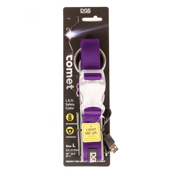 DGS LED COLLAR LGE PURPLE     