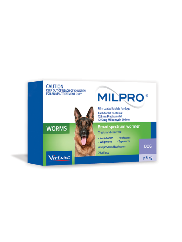 MILPRO DOG 5-25KG TABS 2'S