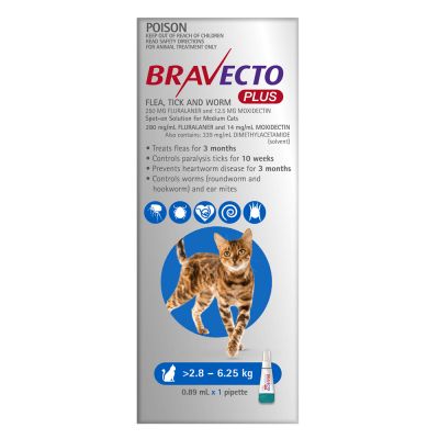 BRAVECTO PLUS CAT BLUE MED 2 X PIP